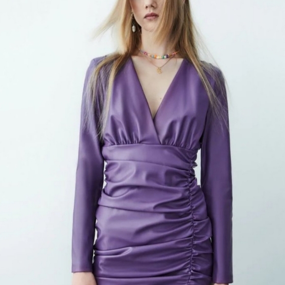 Zara Faux Leather Dress Size L - Picture 5 of 5